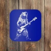 Retro Bear Playing Bass Guitar Bear Guitarist Music Lovers Coaster thumb 0