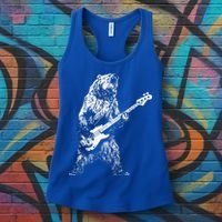 Retro Bear Playing Bass Guitar Bear Guitarist Music Lovers Women's Tank Top thumb 3