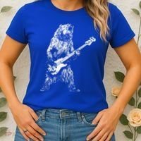 Retro Bear Playing Bass Guitar Bear Guitarist Music Lovers Women's T-Shirt thumb 2