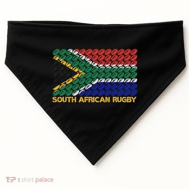 Rugby Ball Pattern South Africa Flag USA-Made Doggie Bandana