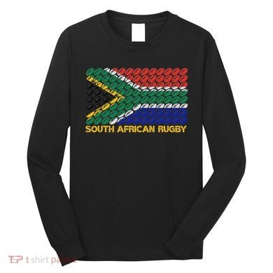 Rugby Ball Pattern South Africa Flag Long Sleeve Shirt