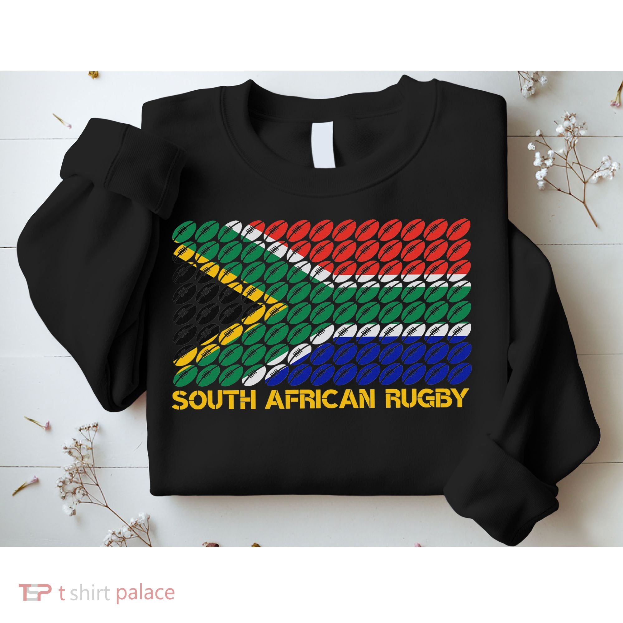 Rugby Ball Pattern South Africa Flag Sweatshirt