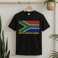 Rugby Ball Pattern South Africa Flag T-Shirt thumb 2