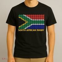 Rugby Ball Pattern South Africa Flag T-Shirt thumb 3