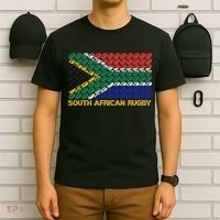 Rugby Ball Pattern South Africa Flag T-Shirt thumb 6