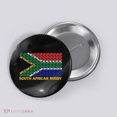 Rugby Ball Pattern South Africa Flag Button
