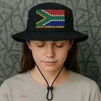 Rugby Ball Pattern South Africa Flag Bucket Hat thumb 3