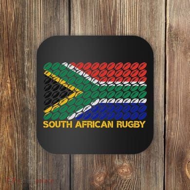 Rugby Ball Pattern South Africa Flag Coaster