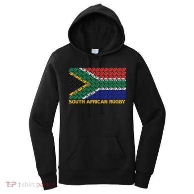 Rugby Ball Pattern South Africa Flag Women's Hoodie