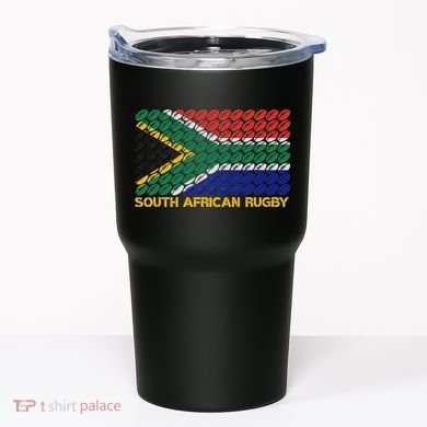 Rugby Ball Pattern South Africa Flag Tumbler