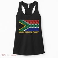 Rugby Ball Pattern South Africa Flag Women's Tank Top thumb 0