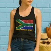 Rugby Ball Pattern South Africa Flag Women's Tank Top thumb 2
