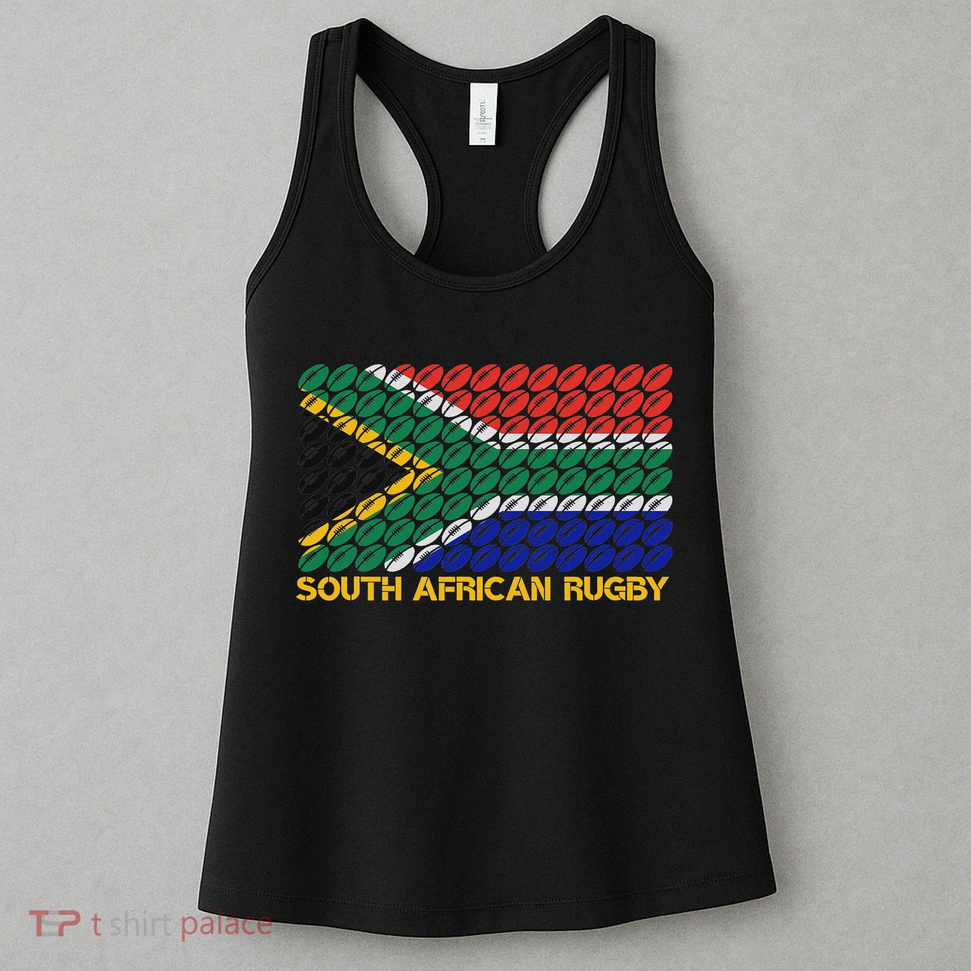 Rugby Ball Pattern South Africa Flag Women's Tank Top