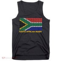 Rugby Ball Pattern South Africa Flag Tank Top thumb 0