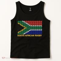 Rugby Ball Pattern South Africa Flag Tank Top thumb 2
