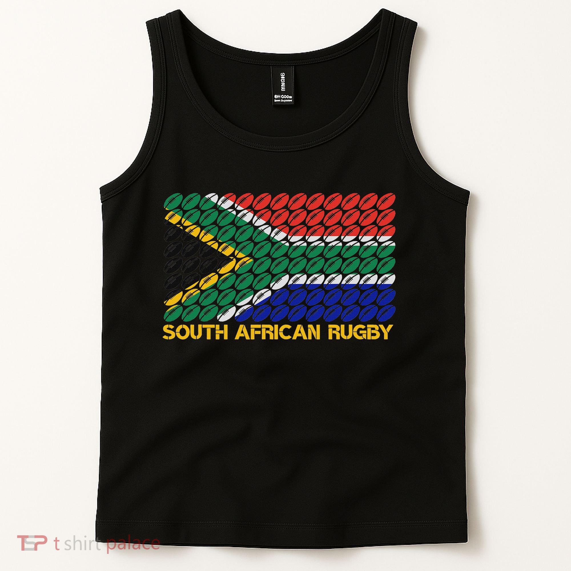Rugby Ball Pattern South Africa Flag Tank Top