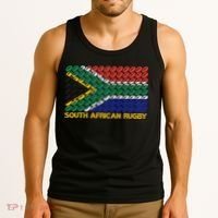 Rugby Ball Pattern South Africa Flag Tank Top thumb 3