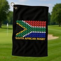Rugby Ball Pattern South Africa Flag Golf Towel thumb 1