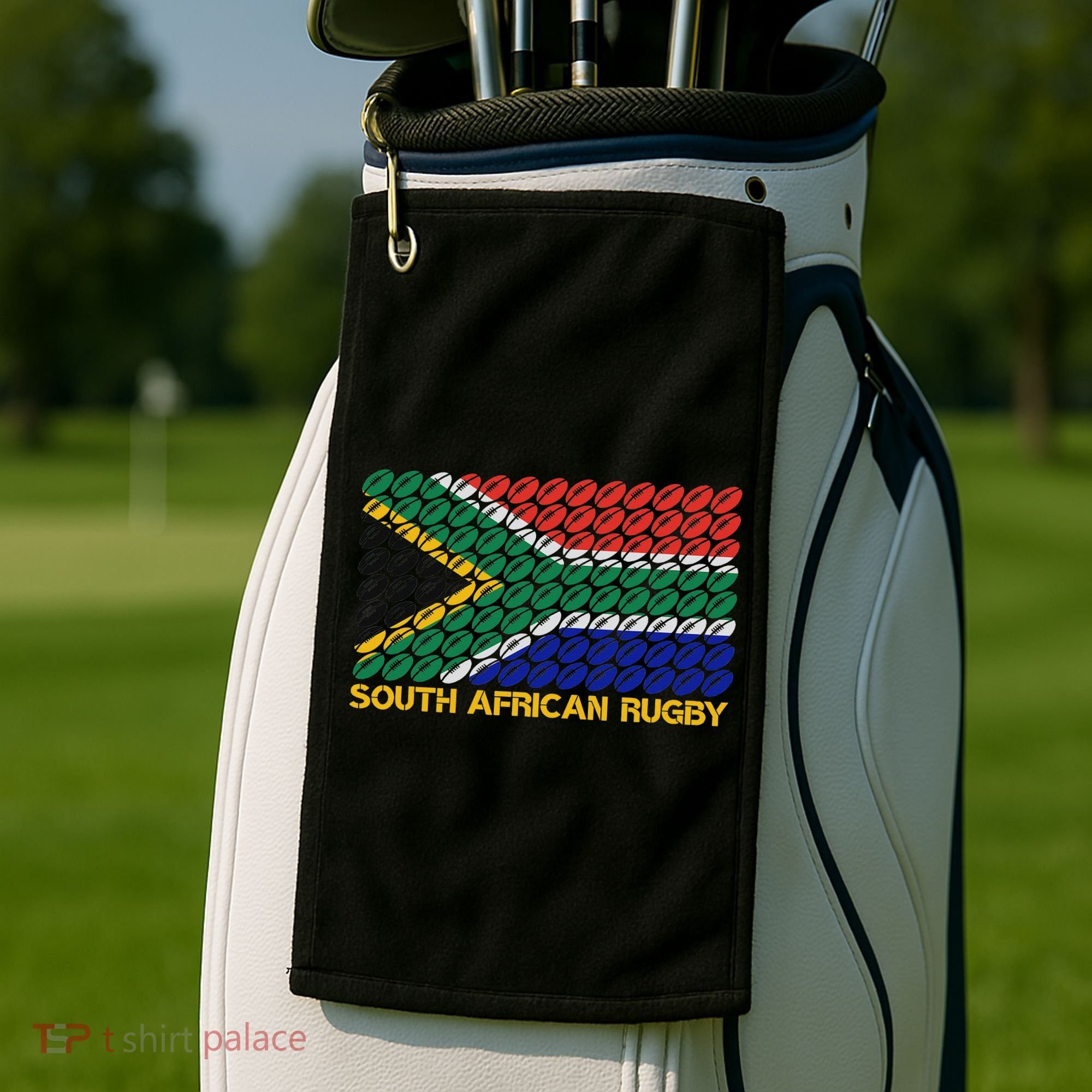 Rugby Ball Pattern South Africa Flag Golf Towel