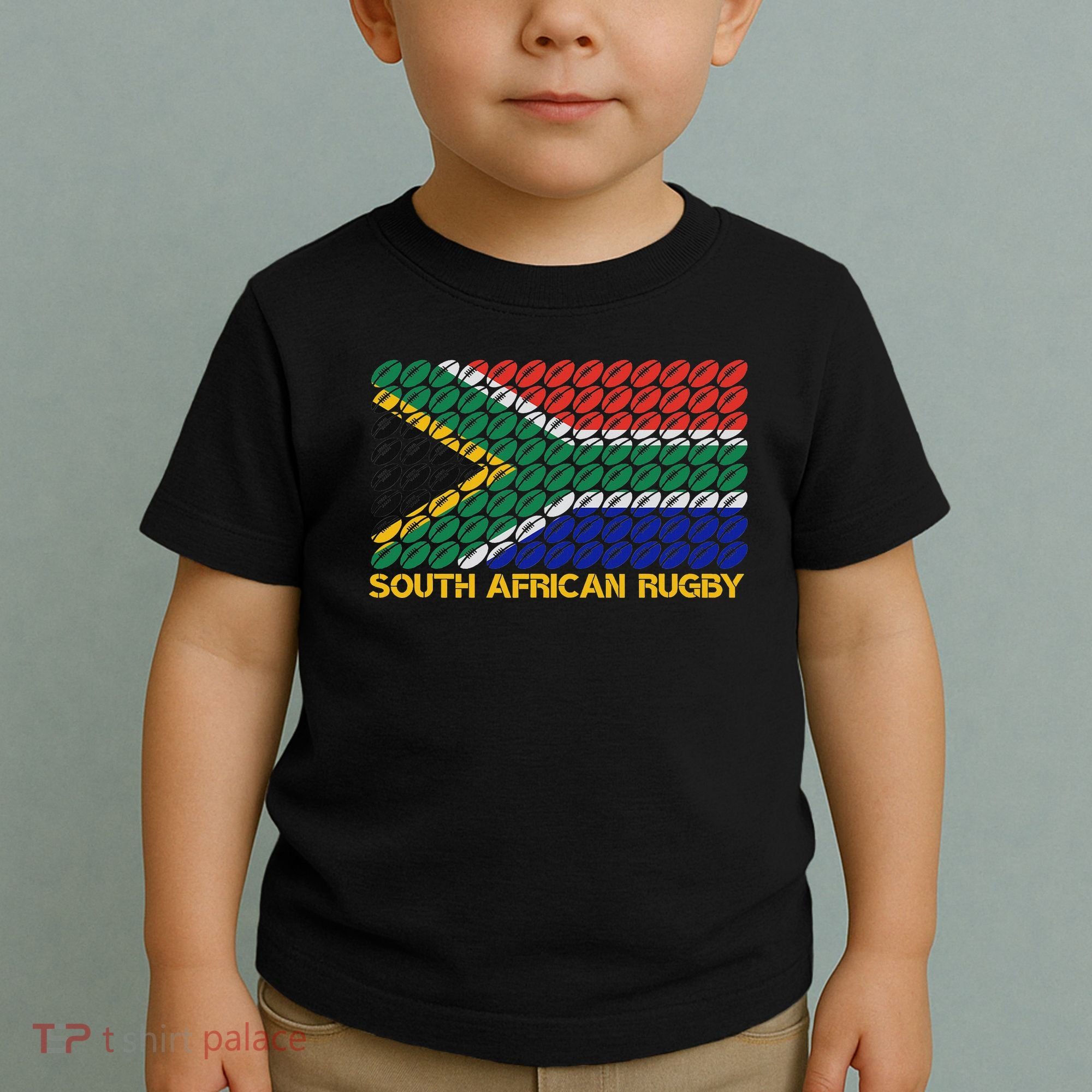 Rugby Ball Pattern South Africa Flag Toddler T-Shirt