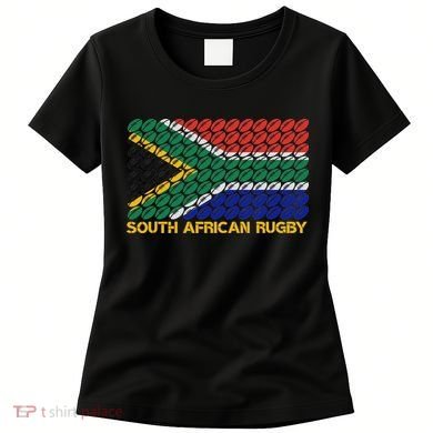 Rugby Ball Pattern South Africa Flag Women's T-Shirt