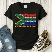 Rugby Ball Pattern South Africa Flag Women's T-Shirt thumb 3