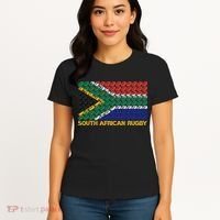 Rugby Ball Pattern South Africa Flag Women's T-Shirt thumb 4