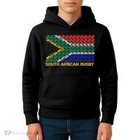 Rugby Ball Pattern South Africa Flag Kids Hoodie thumb 4