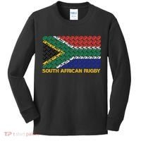 Rugby Ball Pattern South Africa Flag Kids Long Sleeve Shirt thumb 0
