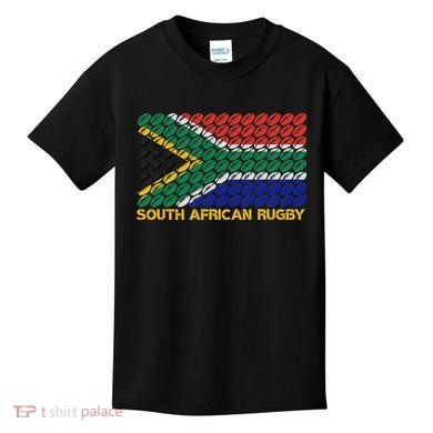 Rugby Ball Pattern South Africa Flag Kids T-Shirt