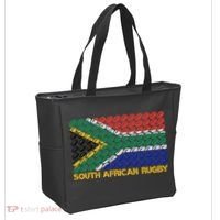 Rugby Ball Pattern South Africa Flag Tote Bag thumb 2