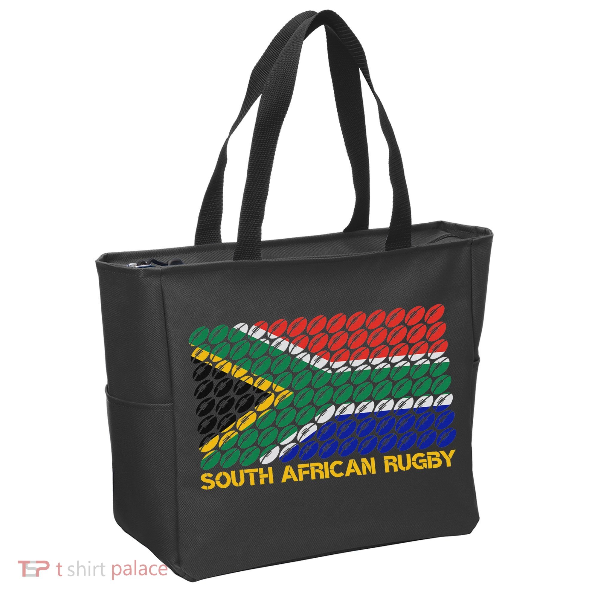 Rugby Ball Pattern South Africa Flag Tote Bag