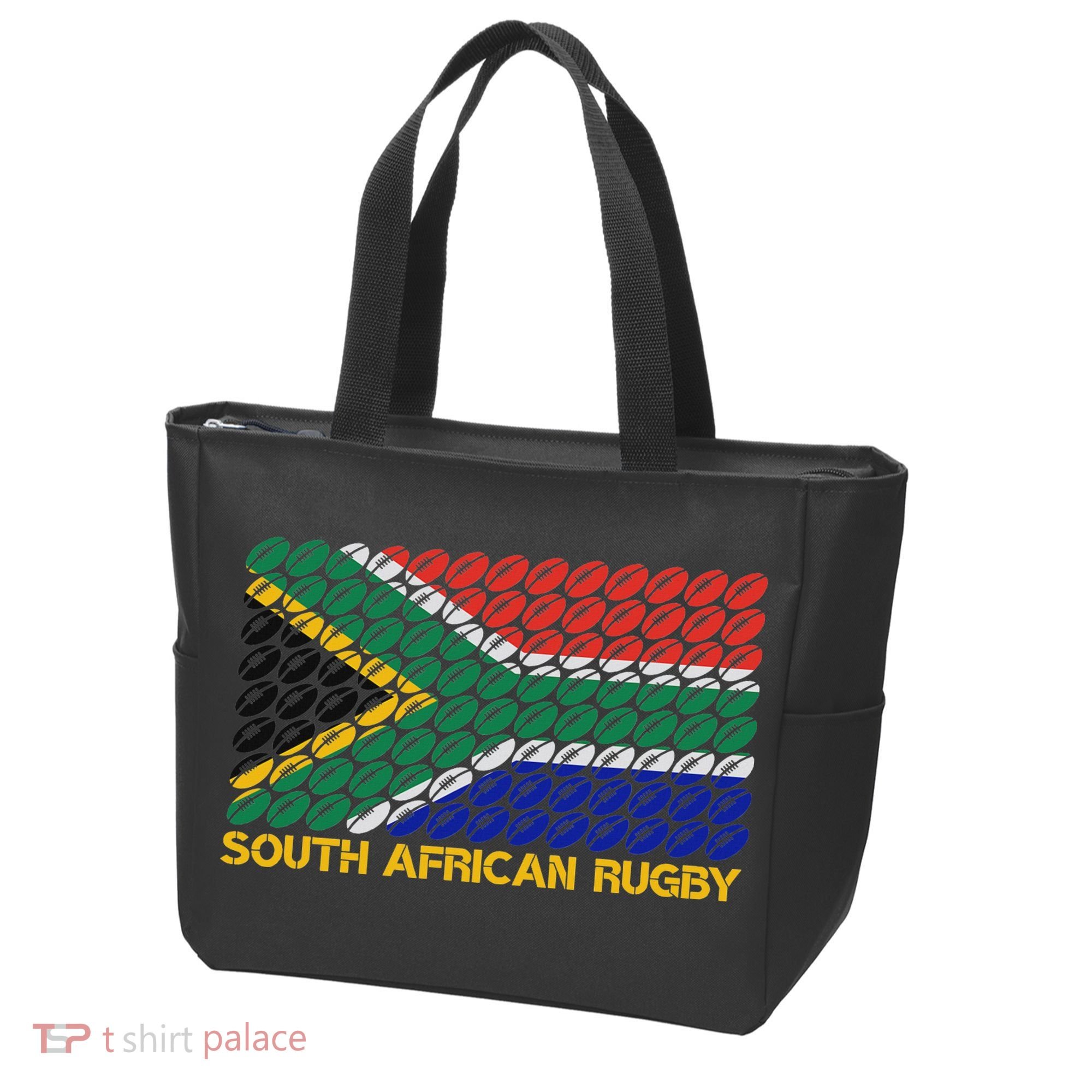 Rugby Ball Pattern South Africa Flag Tote Bag