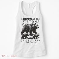 Retro Bear Queen Of The Tetons Grizzly 399 National Park Women's Tank Top thumb 0