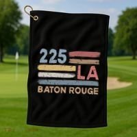 Retro Baton Rouge Area Code 225 Residents State Louisiana Golf Towel thumb 1