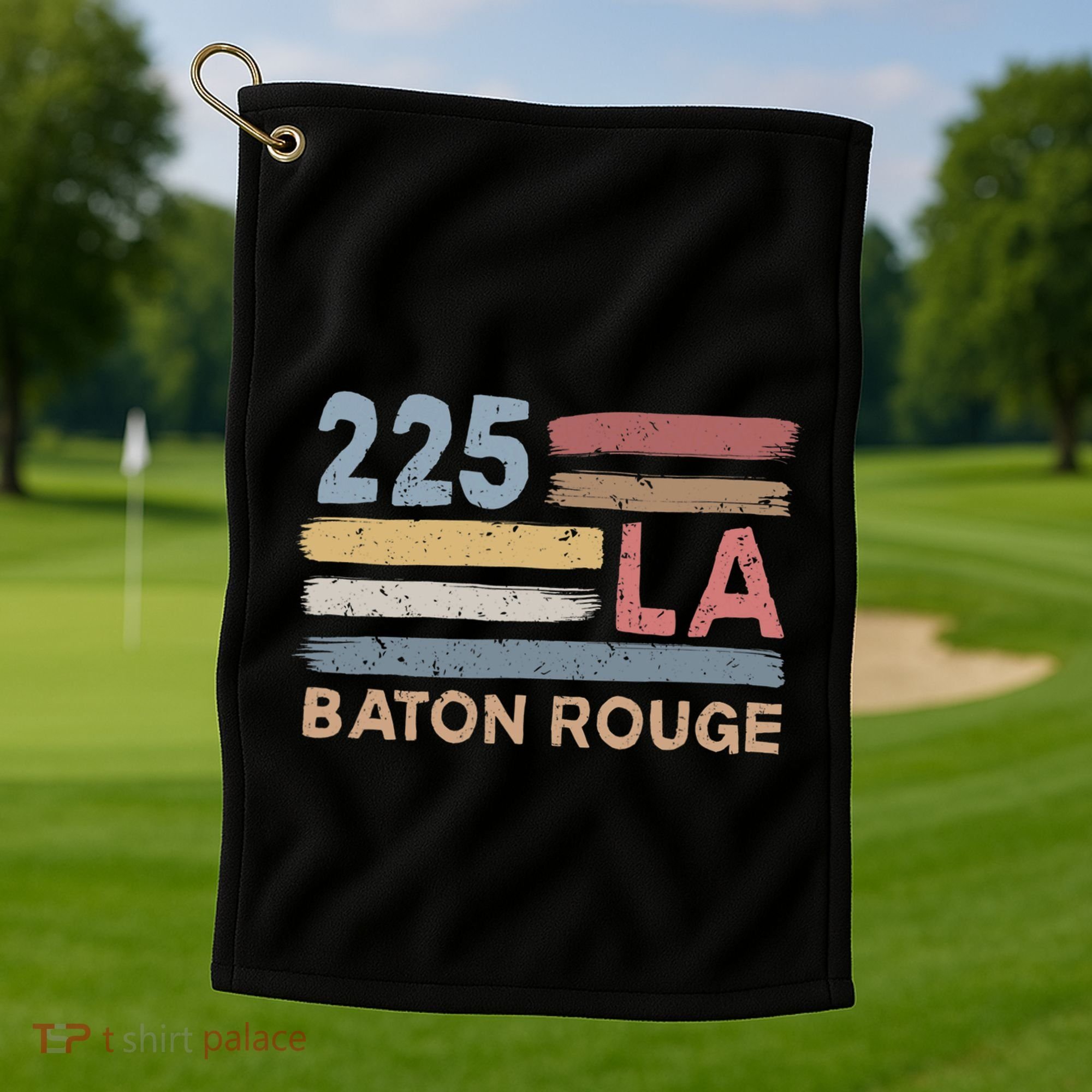 Retro Baton Rouge Area Code 225 Residents State Louisiana Golf Towel