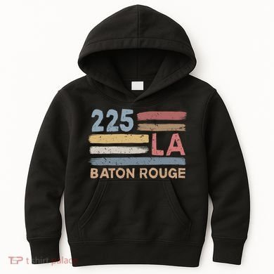 Retro Baton Rouge Area Code 225 Residents State Louisiana Kids Hoodie