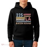 Retro Baton Rouge Area Code 225 Residents State Louisiana Kids Hoodie thumb 4