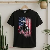 Rodeo Bull Rider Patriotic American Flag Cowboys T-Shirt thumb 2