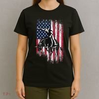 Rodeo Bull Rider Patriotic American Flag Cowboys T-Shirt thumb 4