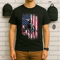 Rodeo Bull Rider Patriotic American Flag Cowboys T-Shirt thumb 6