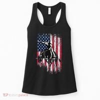 Rodeo Bull Rider Patriotic American Flag Cowboys Women's Tank Top thumb 0