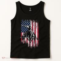 Rodeo Bull Rider Patriotic American Flag Cowboys Tank Top thumb 2