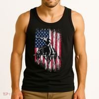 Rodeo Bull Rider Patriotic American Flag Cowboys Tank Top thumb 3
