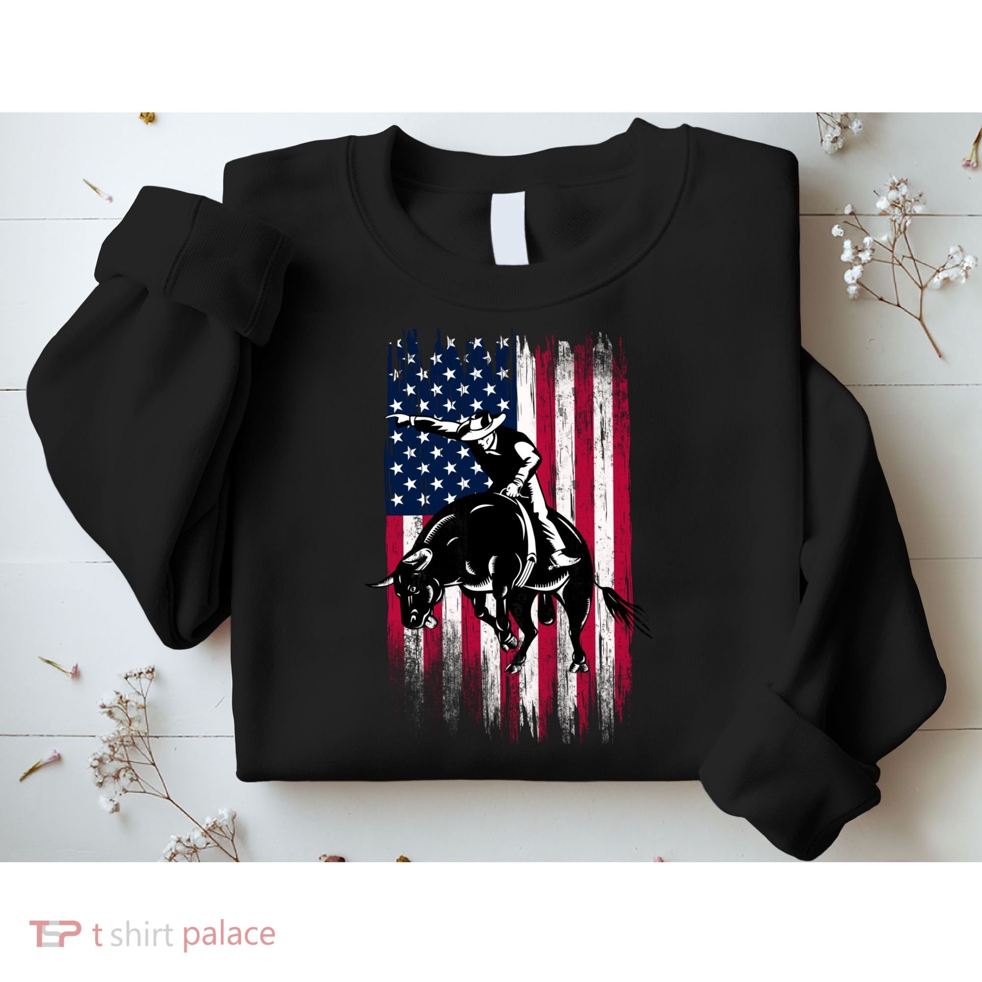 Rodeo Bull Rider Patriotic American Flag Cowboys Sweatshirt