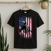 Rodeo Bull Rider Patriotic American Flag Cowboys T-Shirt thumb 2