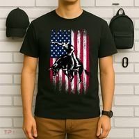 Rodeo Bull Rider Patriotic American Flag Cowboys T-Shirt thumb 6