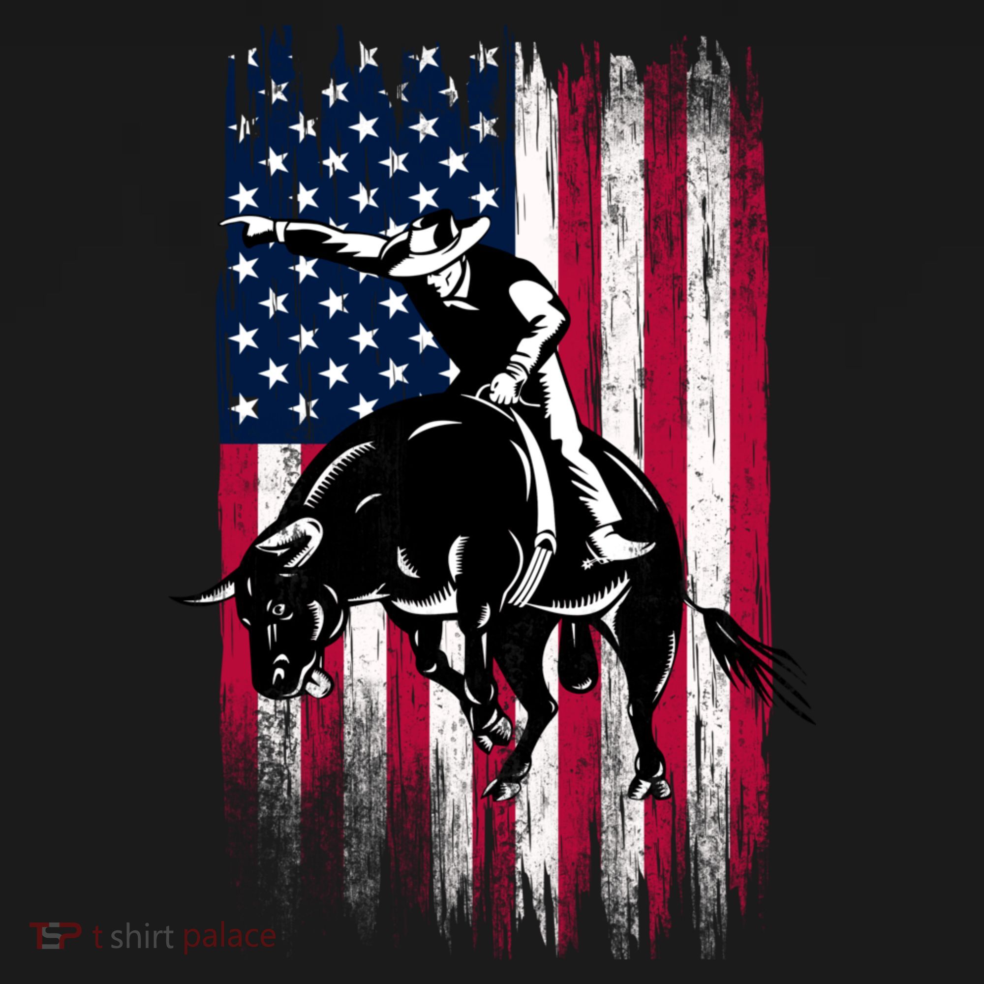 Rodeo Bull Rider Patriotic American Flag Cowboys Women's Hoodie
