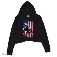 Rodeo Bull Rider Patriotic American Flag Cowboys Crop Fleece Hoodie thumb 0