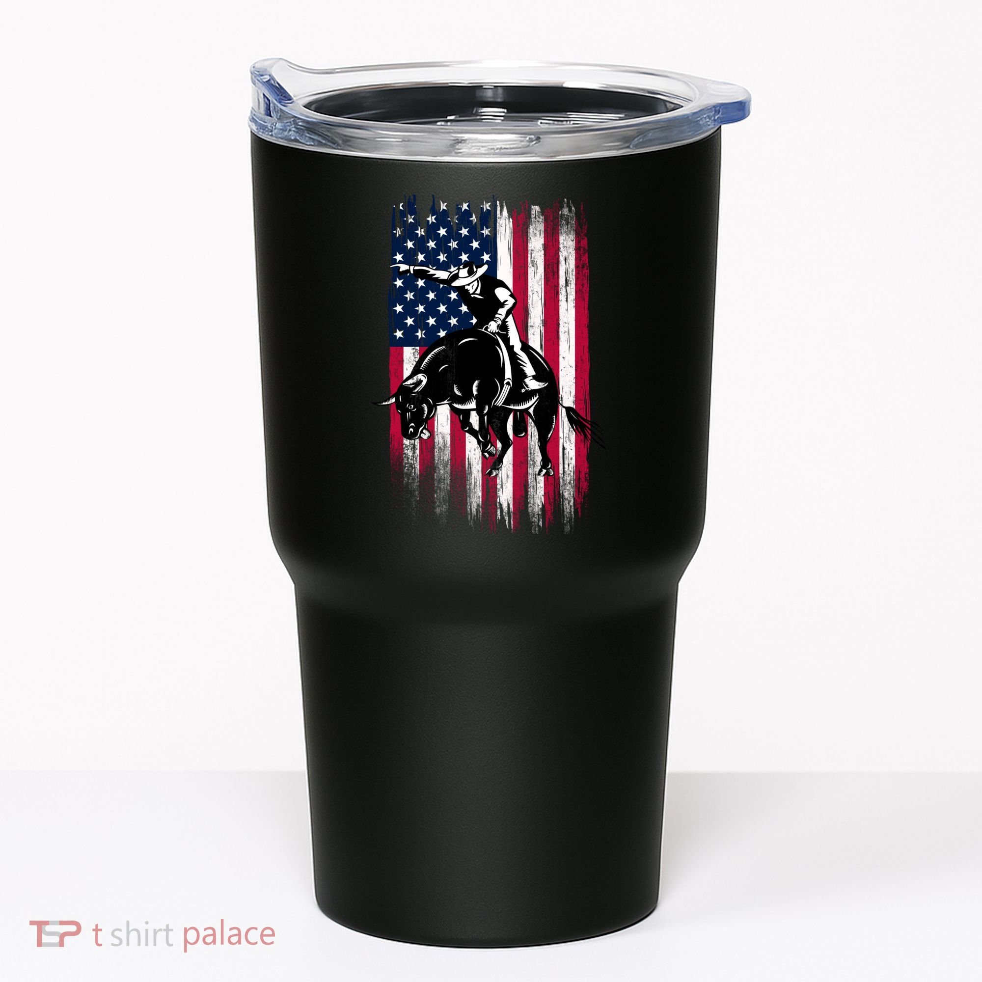 Rodeo Bull Rider Patriotic American Flag Cowboys Tumbler